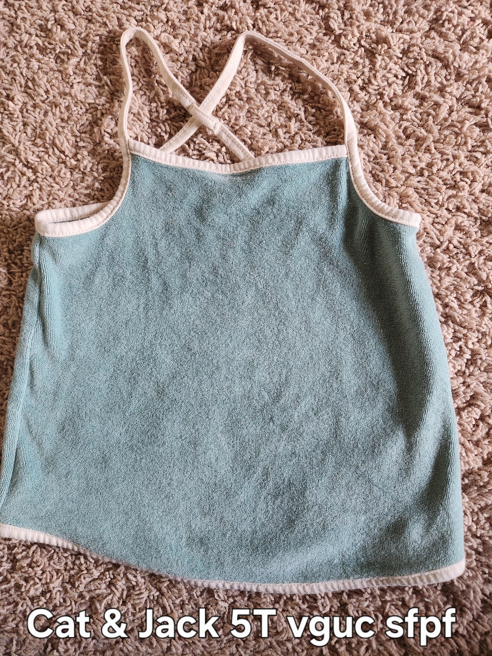 Cat & Jack Light Teal Tank Top with Cream Trim